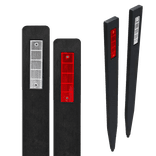 Délinéateur de route noir en plastique recyclé avec catadioptres rouge/blanc