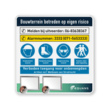Veiligheidsbord bouwterrein Equans - incl. 2x posterhouder A4 - reflecterend