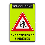 Verkeersbord schoolzone overstekende kinderen - reflecterend