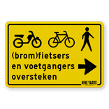 Omleidingsbord - (brom-)fietsers en voetgangers oversteken + logo