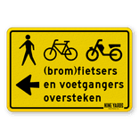 Omleidingsbord - (brom-)fietsers en voetgangers oversteken + logo