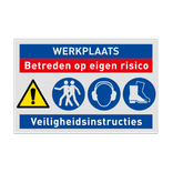 Veiligheidsbord voor werkplaats met 4 pictogrammen