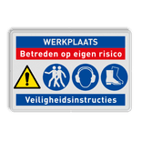 Veiligheidsbord voor werkplaats met 4 pictogrammen