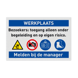 Veiligheidsbord voor werkplaats met 4 PBM pictogrammen