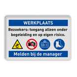 Veiligheidsbord voor werkplaats met 4 PBM pictogrammen