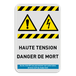 Panneau d'avertissement W001 + W012 - haute tension, danger général !