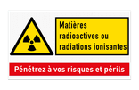 Panneau d'avertissement W003 - Matières radioactives avec bloc de texte