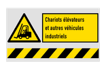 Panneau d'avertissement W014 - Chariots élévateurs + Bloc de texte