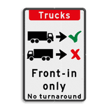 Verkeersbord - Trucks drive in forward only