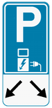 Parkeerbord E9 elektrisch laden - blauw - met pijlen