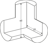 Pièce d'angle en plastique 3 côtés Ø40mm type A - autocollante