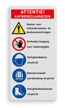 Veiligheidsbord met ATTENTIE werkzaamheden met 5 pictogrammen