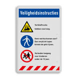 Veiligheidsbord voor bezoekers met 3 veiligheidsinstructies