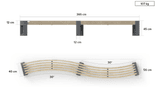 Banc public sans dossier - Bicolore - Modèle Canvas Spline