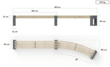 Parkbank zonder rugleuning - Bicolor - type Canvas Curve