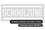 Wegmarkering sjabloon PVC (5mm) - hoogte 100cm - Mallen set SCHOOLZONE + strepen