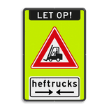 Waarschuwingsbord let op heftrucks - reflecterend