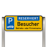 Parkplatzschild mit zwei Aluminium Pfosten Pictogram: RESERVIERT Besucher