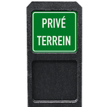 Bermpaal met priveterrein bordje groen/wit - reflecterend