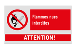 Panneau d'interdiction - P003 - Interdiction de fumer et de faire du feu + texte