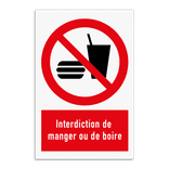 Panneau d'interdiction - Nourriture et boissons interdites - P022
