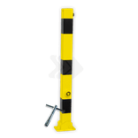 Poteau Anti-Stationnement Rabattable 70x70mm Jaune/Noir avec Montage au Sol
