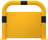 Barrière de protection en acier Ø 76 mm avec plaque fermée – Jaune/noir