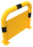 Barrière de protection en acier Ø 76 mm avec plaque fermée – Jaune/noir
