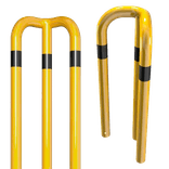 Arceau de protection d’angle 90° en acier Ø 76 mm – Jaune/noir