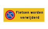 Bord vlak 300x100mm fietsen worden verwijderd - reflecterend