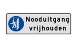Bord vlak 300x100mm nooduitgang vrijhouden - reflecterend