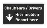 Verkeersbord hier melden / report here - reflecterend