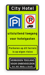 Verkeersbord toegang parkeergarage uitsluitend voor gasten - reflecterend