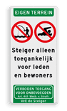 Verkeersbord prive steiger alleen toegankelijk voor leden/bewoners - reflecterend