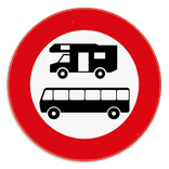 Verbodsbord - Kampeerwagens en bussen verboden