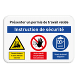 Panneau d'accès avec 3 symboles et bannière