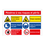 Panneau d'accès pour propriété privée avec 6 pictogrammes