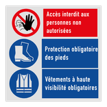 Panneau de sécurité avec 3 pictogrammes