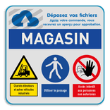 Panneau de sécurité - 3 pictogrammes + bannière et logo