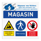 Panneau de sécurité - 3 pictogrammes + bannière et logo