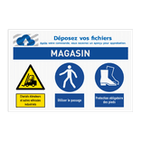 Panneau de sécurité - 3 pictogrammes + logo