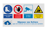 Panneau de sécurité - 4 pictogrammes + logo