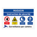 Panneau de sécurité avec pictogramme et surveillance par caméra