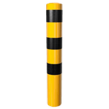 Poteau de protection Ø152mm acier galvanisé - jaune/noir - 1200/1500/2000mm - avec ancrage au sol