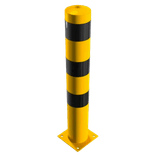 Rampaal Ø152x1000mm staal verzinkt - geel/zwart - met vloermontage