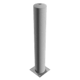 Rammschutzpoller Ø152x1000mm Stahl verzinkt – weiß/rot – Bodenplatte