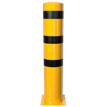 Rammschutzpoller Ø273 x 1500 mm aus Stahl – gelb/schwarz zum Aufdübeln