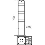 Rampaal Ø273x1500mm staal verzinkt - wit/rood - met vloermontage