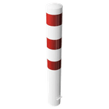Rampaal Ø152mm staal verzinkt - wit/rood - 1200/1500/2000mm - met grondanker