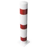 Rammschutzpoller Ø152x1000mm Stahl verzinkt – weiß/rot – Bodenplatte
